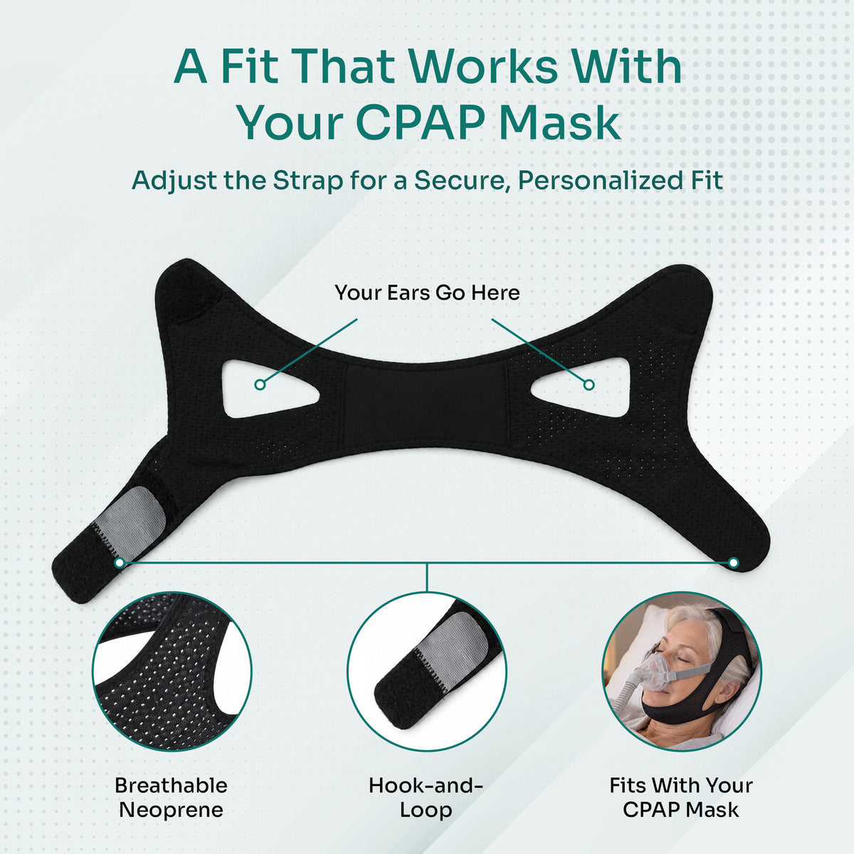 AeraMed CPAP Chin Strap — Adjustable, Breathable Chin Support