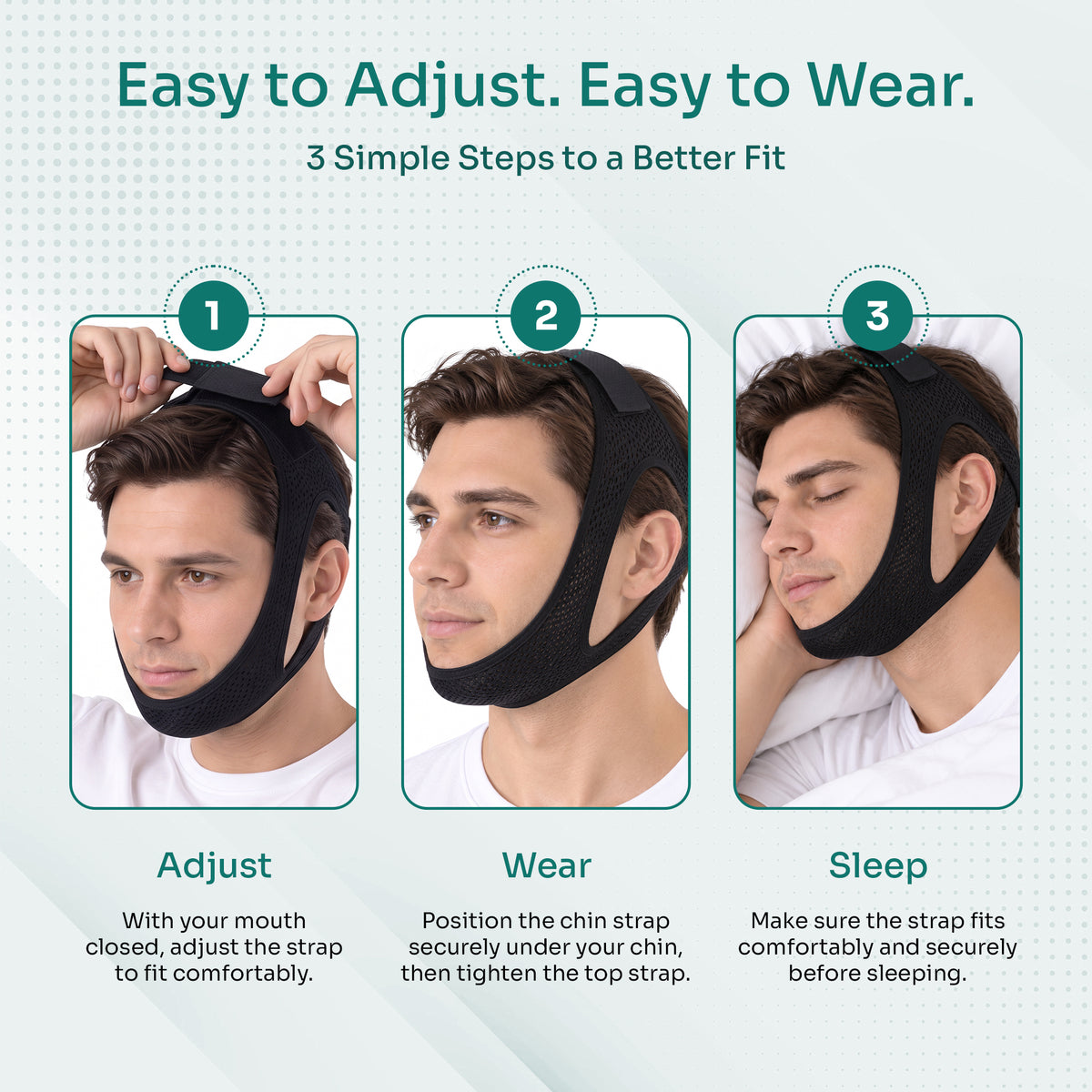 AeraMed CPAP Chin Strap — Adjustable, Breathable Chin Support
