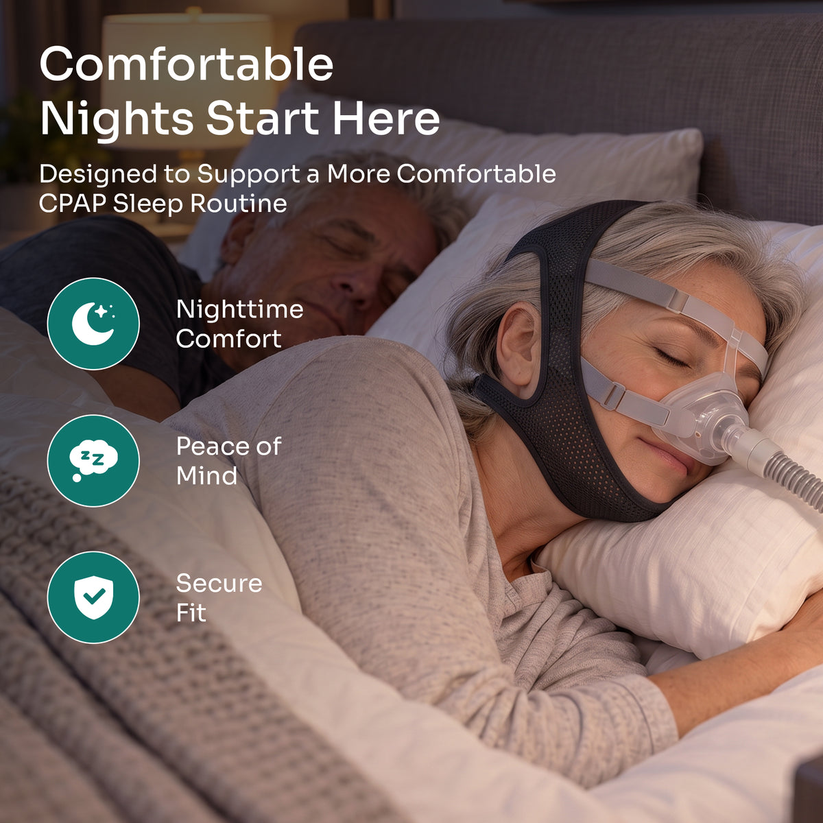 AeraMed CPAP Chin Strap — Adjustable, Breathable Chin Support