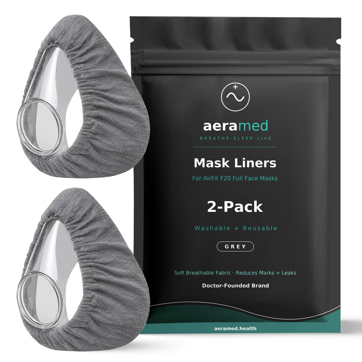 AeraMed CPAP Mask Liners — Soft Washable 2-Pack (Full Face F20 / Nasal N20)