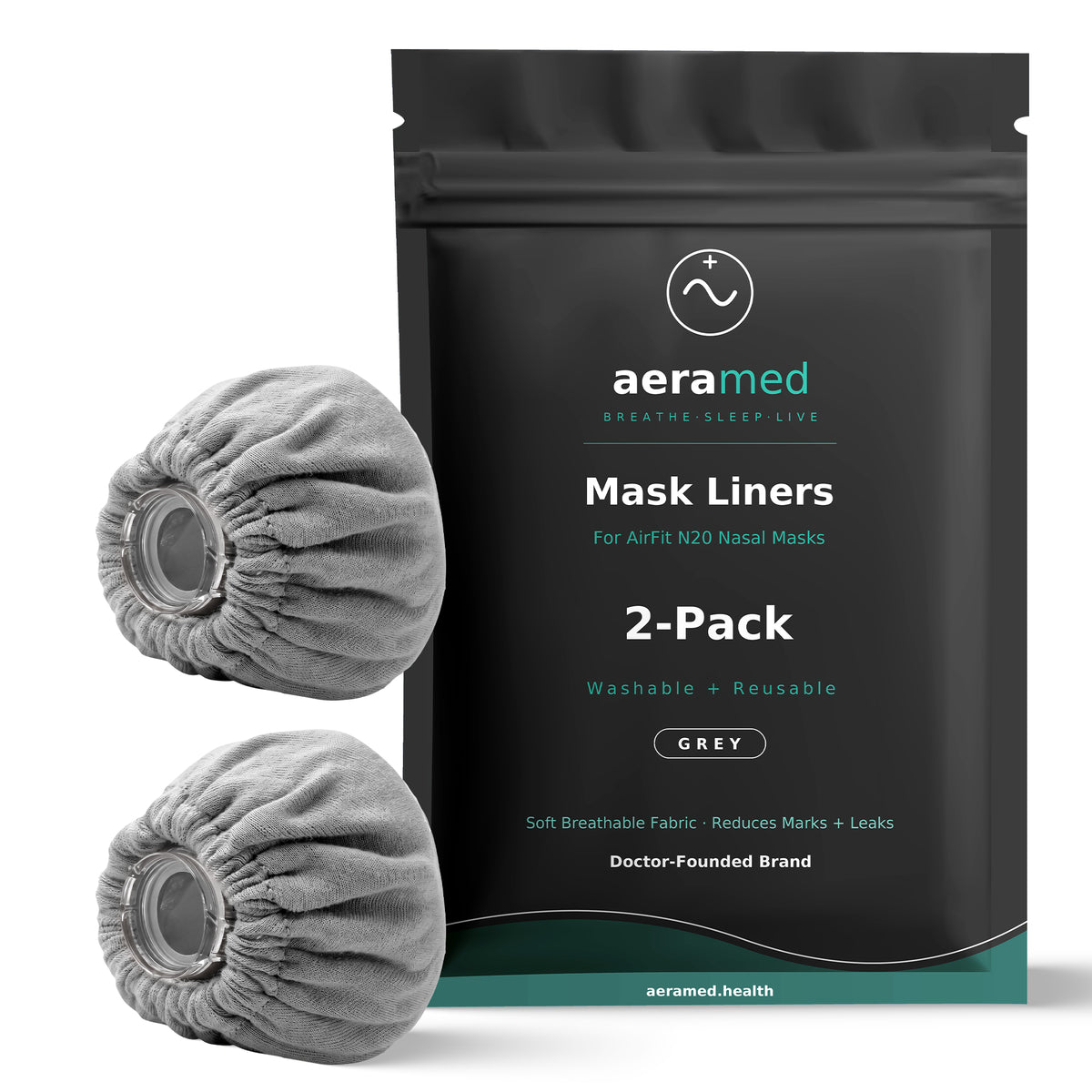 AeraMed CPAP Mask Liners — Soft Washable 2-Pack (Full Face F20 / Nasal N20)