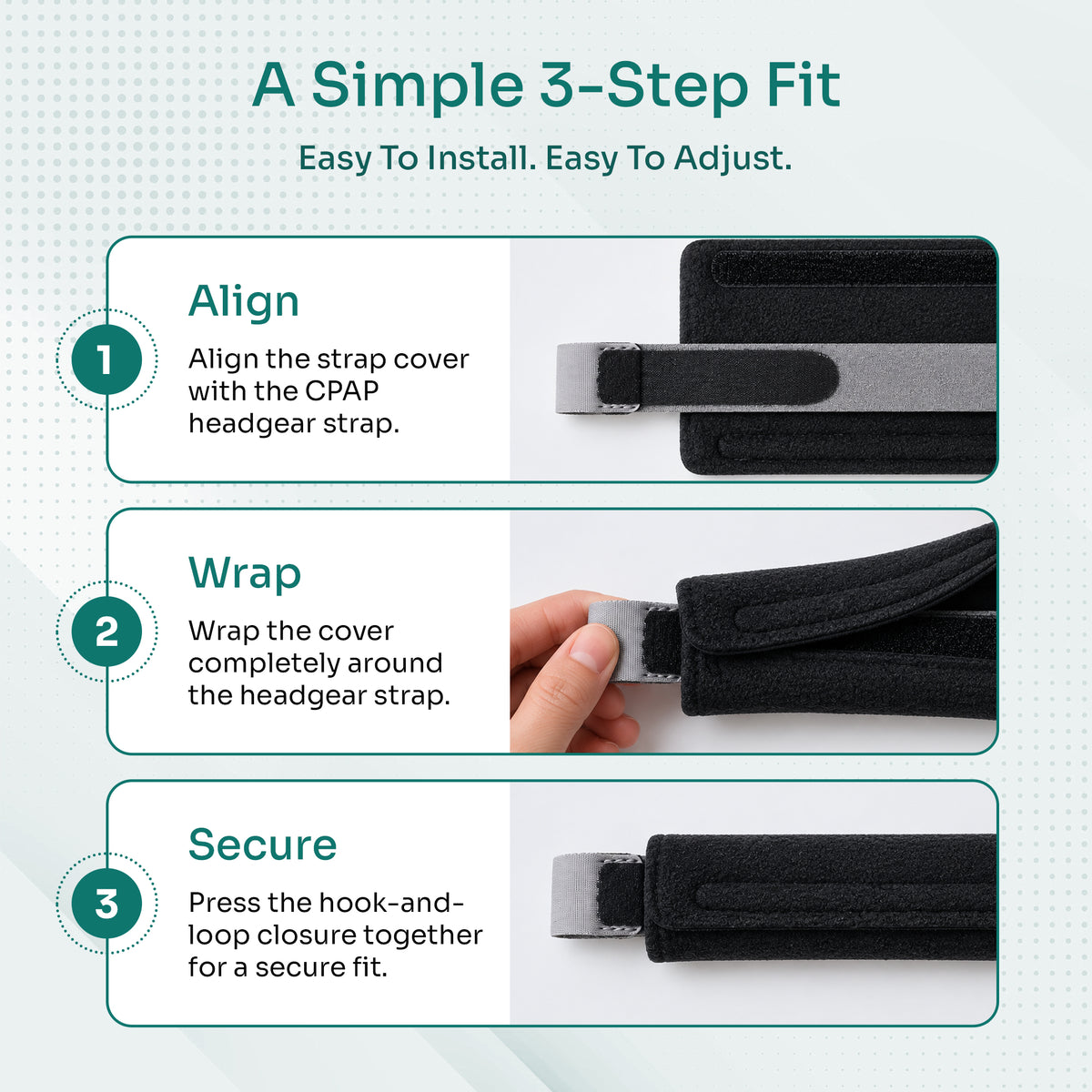 AeraMed CPAP Strap Covers — 4-Pack Soft Fleece (2 Black + 2 Gray)